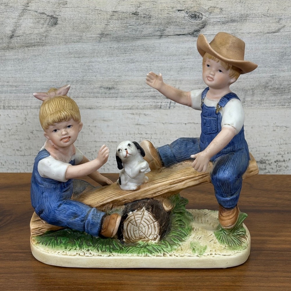 Homco Denim Days Playtime 8827 Figurine 1985‎ Danny and Debbie